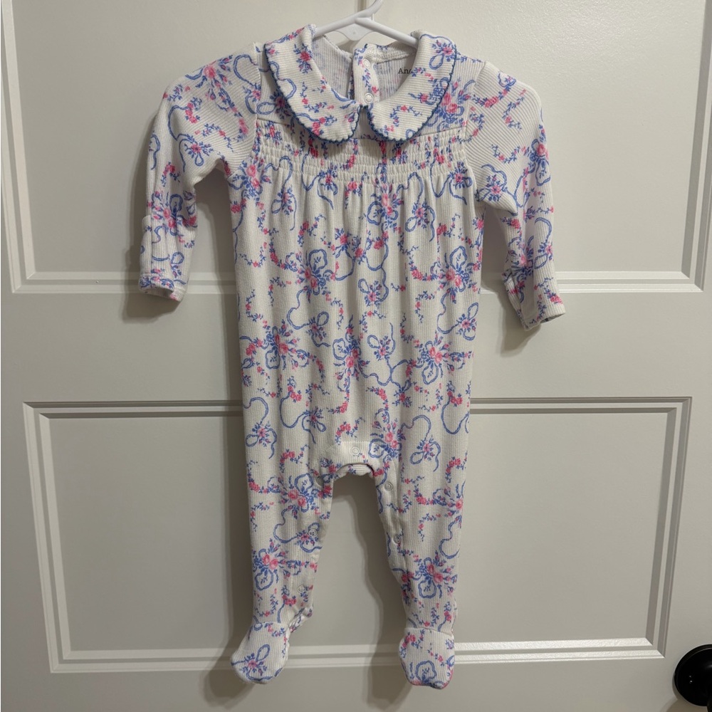 Angel Dear Pink and Blue Floral Kids Footie